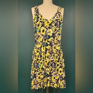 H&M high low racer back yellow floral dress, size small